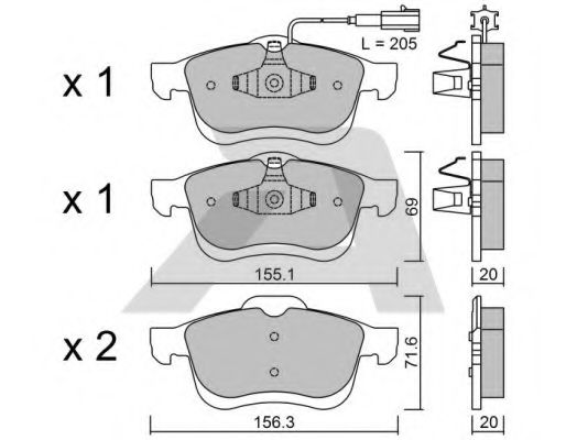 BPFI-1027 AISIN Brake Pad Set, disc brake