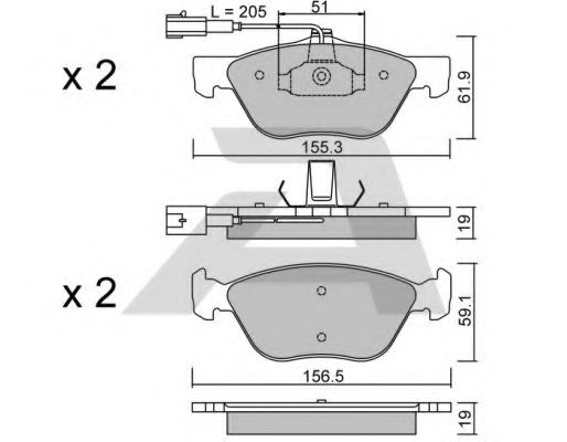 BPFI-1036 AISIN Тормозная система Комплект тормозных колодок, дисковый тормоз