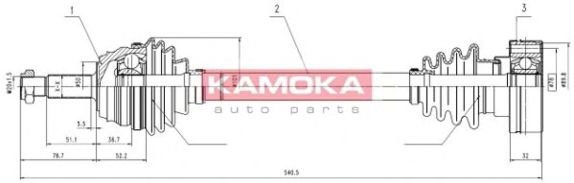 VW1138919 KAMOKA Final Drive Drive Shaft