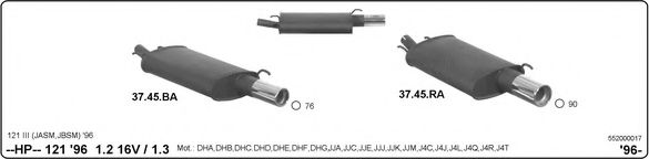 552000017 imasaf Exhaust System Silencer, sport set