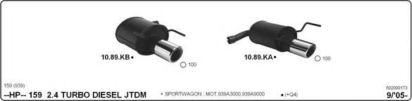 502000173 IMASAF Exhaust System Silencer, sport set