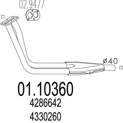 01.10360 MTS Exhaust System Exhaust Pipe