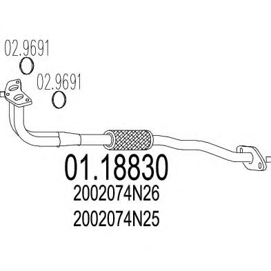 01.18830 MTS Exhaust System Exhaust Pipe