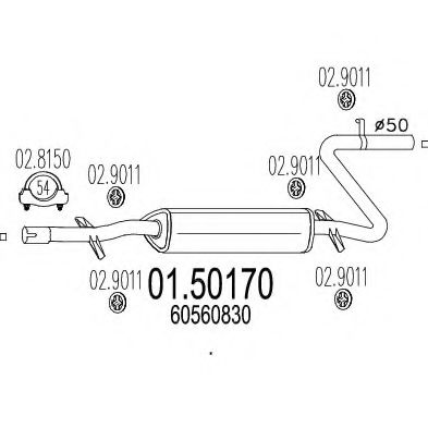 01.50170 MTS Exhaust System Exhaust Pipe