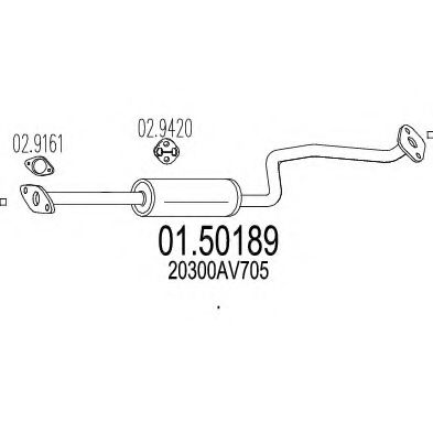 01.50189 MTS Exhaust System Middle Silencer