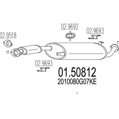 01.50812 MTS Exhaust System Middle Silencer