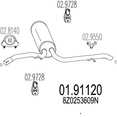 01.91120 MTS Exhaust System End Silencer