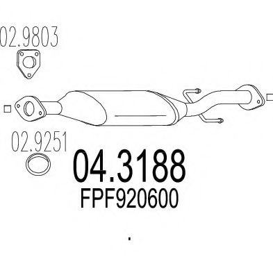 04.3188 MTS Exhaust System Catalytic Converter