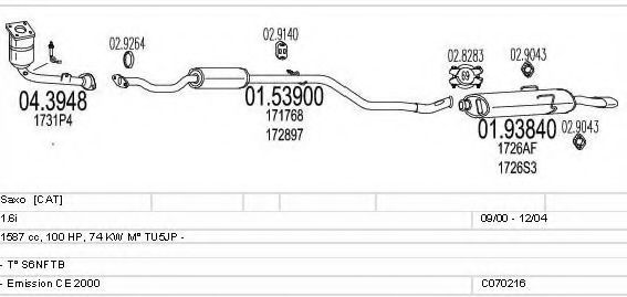 C070216001150 MTS Exhaust System Exhaust System