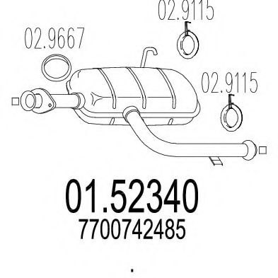 01.52340 MTS Exhaust System Middle Silencer
