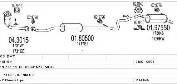 C070094001019 MTS Exhaust System Exhaust System