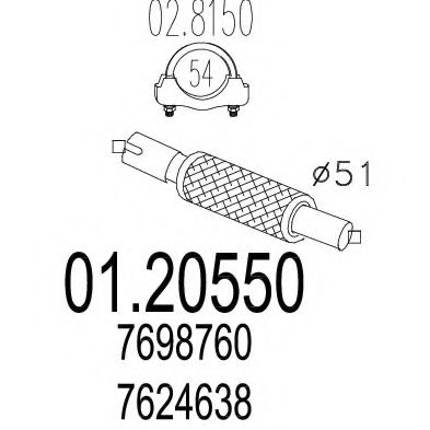 01.20550 MTS Exhaust System Exhaust Pipe