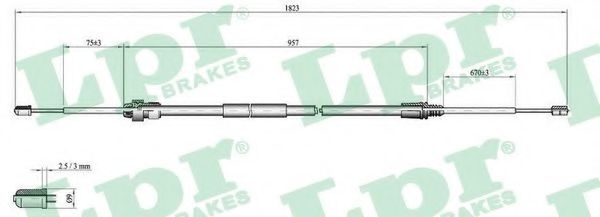C0002B LPR Brake System Cable, parking brake