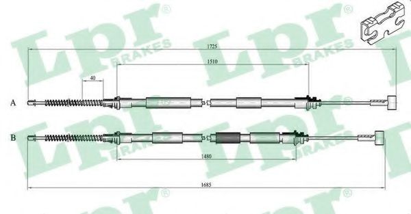 C0235B LPR Brake System Cable, parking brake