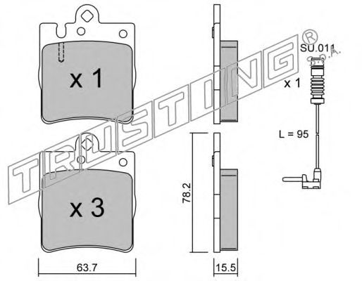 353.0W TRUSTING Тормозная система Комплект тормозных колодок, дисковый тормоз