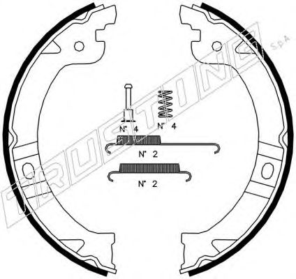 023.002K TRUSTING Brake System Brake Shoe Set, parking brake