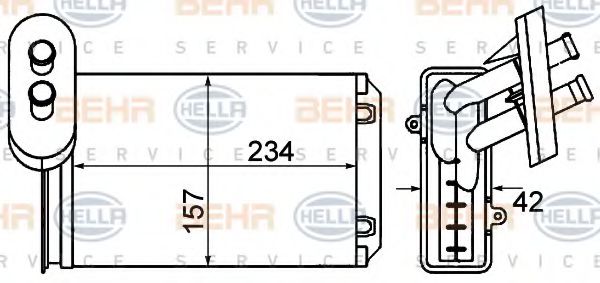 8FH 351 001-611 HELLA Heating / Ventilation Heat Exchanger, interior heating