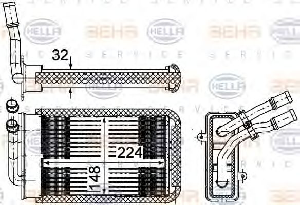 8FH 351 002-141 HELLA Heat Exchanger, interior heating