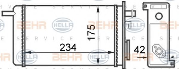 8FH 351 024-341 HELLA Heat Exchanger, interior heating