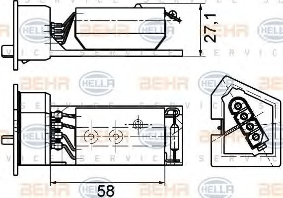 9XX 351 029-131 HELLA Resistor, interior blower