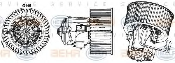 8EW 351 043-261 HELLA Heating / Ventilation Interior Blower