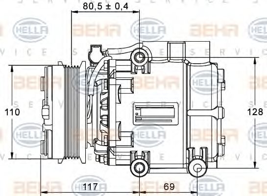 8FK 351 113-411 HELLA Compressor, air conditioning
