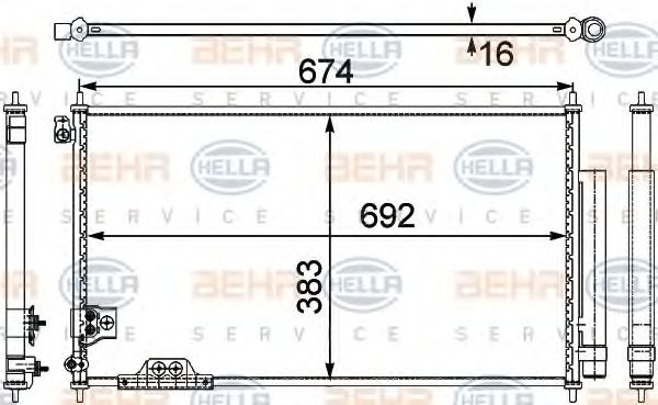 8FC 351 303-691 HELLA Air Conditioning Condenser, air conditioning