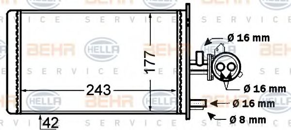 8FH 351 308-181 HELLA Heat Exchanger, interior heating
