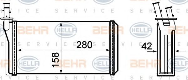 8FH 351 308-401 HELLA Heat Exchanger, interior heating