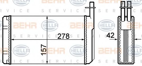 8FH 351 308-661 HELLA Heat Exchanger, interior heating