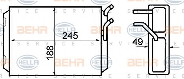 8FH 351 308-761 HELLA Heat Exchanger, interior heating