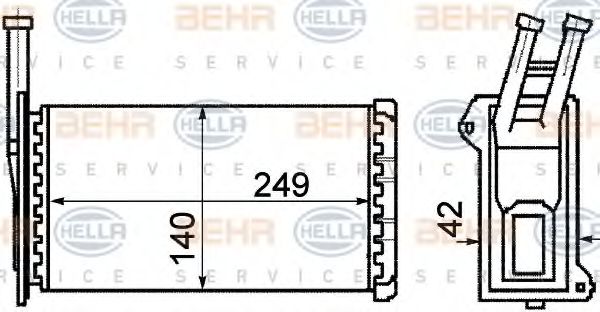 8FH 351 311-081 HELLA Heat Exchanger, interior heating
