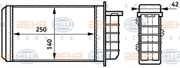 8FH 351 313-191 HELLA Heat Exchanger, interior heating