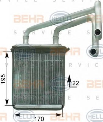 8FH 351 315-231 HELLA Heating / Ventilation Heat Exchanger, interior heating