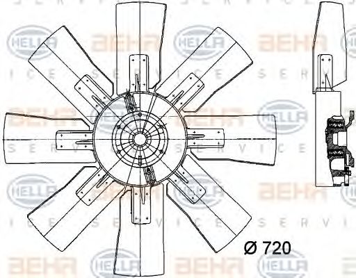 8MV 376 728-121 HELLA Cooling System Fan, radiator