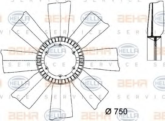8MV 376 733-151 HELLA Fan Wheel, engine cooling