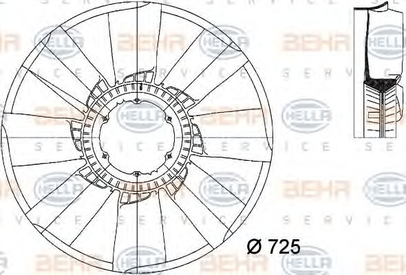 8MV 376 733-221 HELLA Fan Wheel, engine cooling