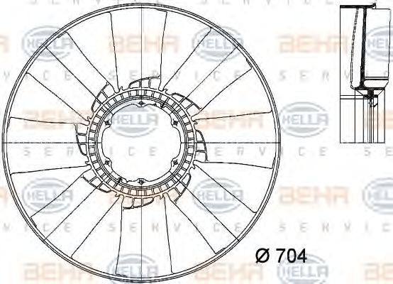 8MV 376 733-251 HELLA Fan Wheel, engine cooling