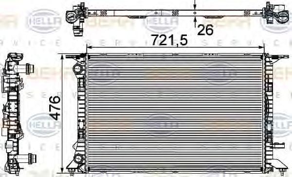 8MK 376 745-581 HELLA Radiator, engine cooling