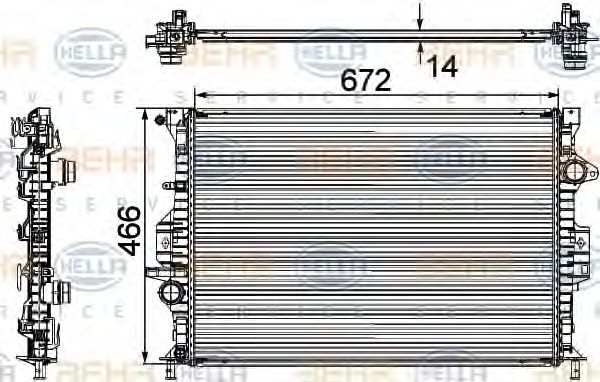 8MK 376 745-591 HELLA Radiator, engine cooling