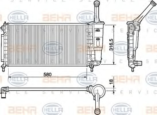 8MK 376 754-381 HELLA Radiator, engine cooling