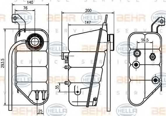 8MA 376 755-821 HELLA Cooling System Expansion Tank, coolant