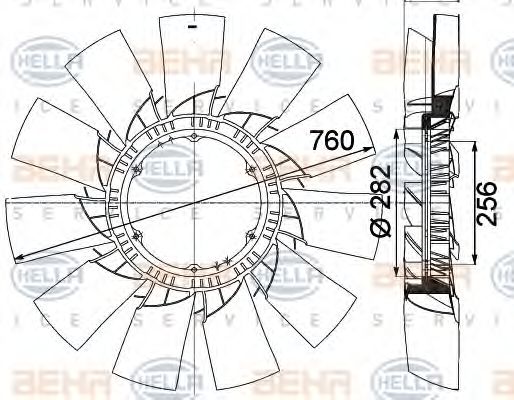 8MV 376 757-501 HELLA Fan Wheel, engine cooling