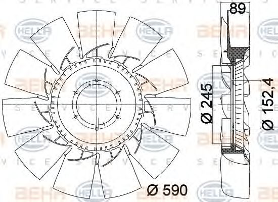 8MV 376 757-761 HELLA Fan Wheel, engine cooling