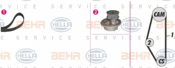 8MP 376 814-891 HELLA Cooling System Water Pump & Timing Belt Kit
