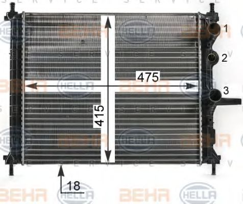 8MK 376 900-091 HELLA Cooling System Radiator, engine cooling
