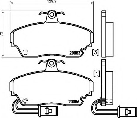 8DB 355 006-321 HELLA Комплект тормозных колодок, дисковый тормоз
