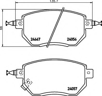8DB 355 011-101 HELLA Комплект тормозных колодок, дисковый тормоз