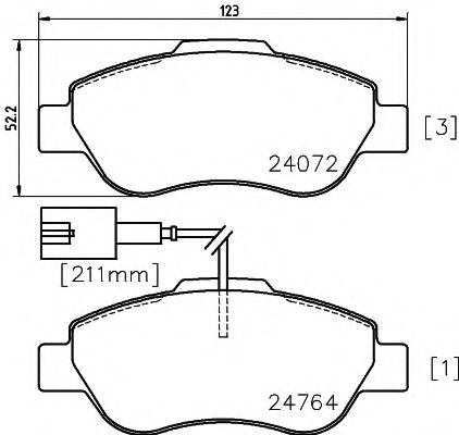 8DB 355 014-471 HELLA Комплект тормозных колодок, дисковый тормоз