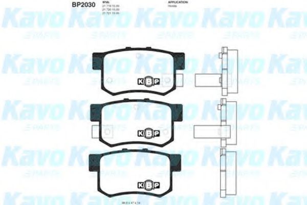 BP-2030 KAVO+PARTS Brake System Brake Pad Set, disc brake